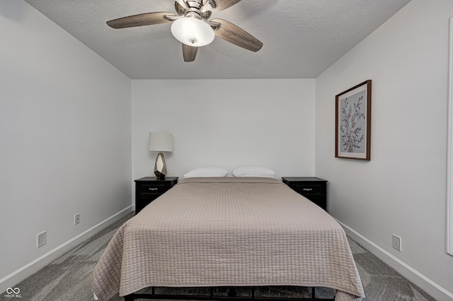 5909 Buttonwood Dr, Noblesville, IN 46062 - bedroom featuring carpet, baseboards, a textured ceiling, and ceiling fan