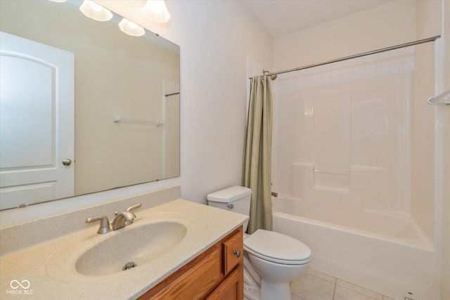 7290 Lockford Walk N, Avon, IN 46123 - full bathroom featuring vanity, shower / bath combo with shower curtain, and tile patterned floors