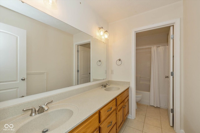 7290 Lockford Walk N, Avon, IN 46123 - full bathroom featuring double vanity, tile patterned flooring, and shower / tub combo