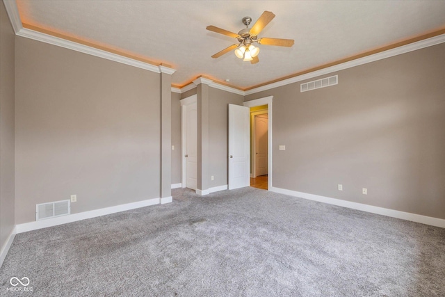 7290 Lockford Walk N, Avon, IN 46123 - unfurnished bedroom with crown molding, carpet flooring, and ceiling fan
