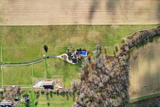 bird's eye view with a rural view