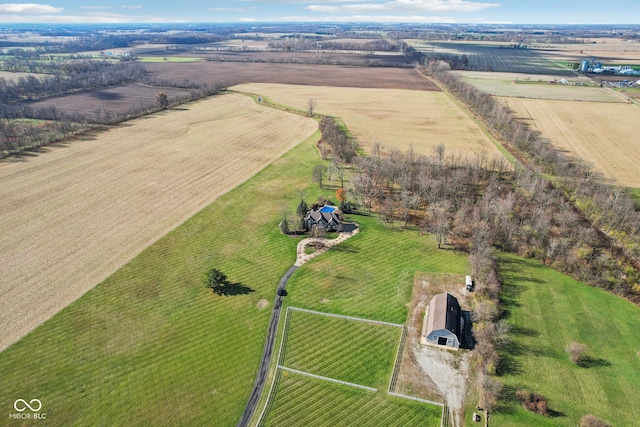 aerial view with a rural view