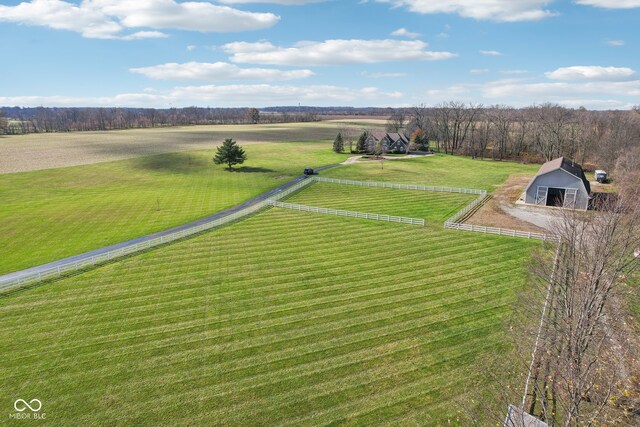 drone / aerial view with a rural view