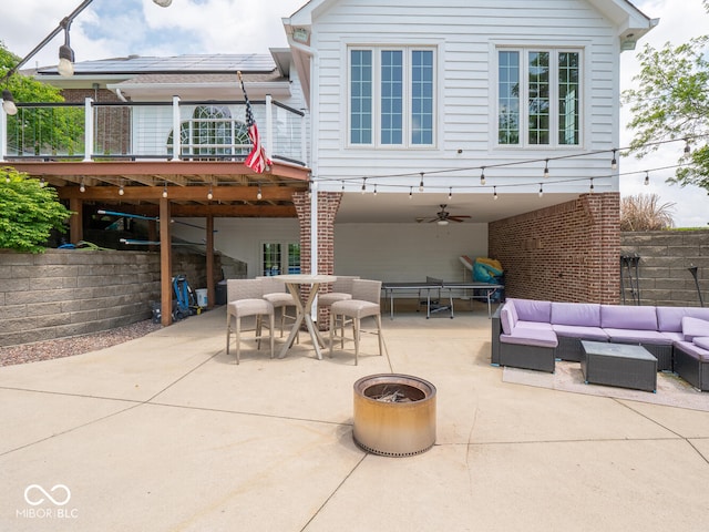 5784 N 600 E, Greenfield, IN 46140 - view of patio / terrace featuring an outdoor living space, outdoor dining space, a wooden deck, and ceiling fan