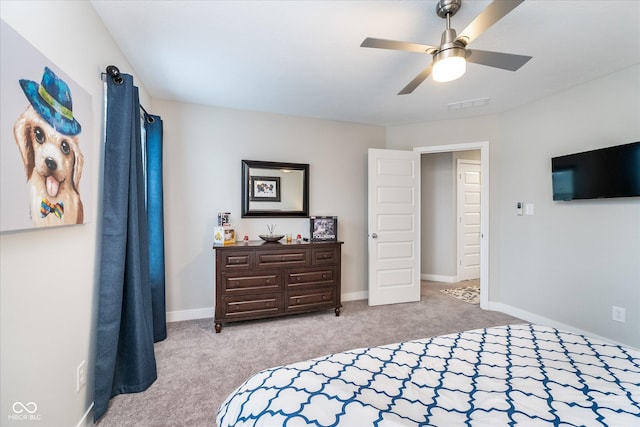 7282 Zanesville Rd, Carmel, IN 46033 - bedroom with baseboards, ceiling fan, visible vents, and carpet floors