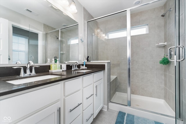 7282 Zanesville Rd, Carmel, IN 46033 - full bath with visible vents, a stall shower, and a sink