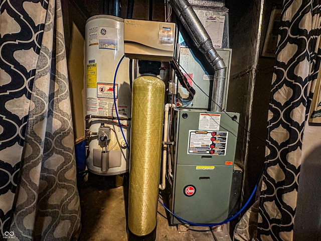 utility room with water heater