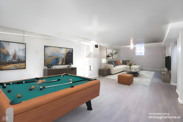 rec room featuring hardwood / wood-style floors and billiards