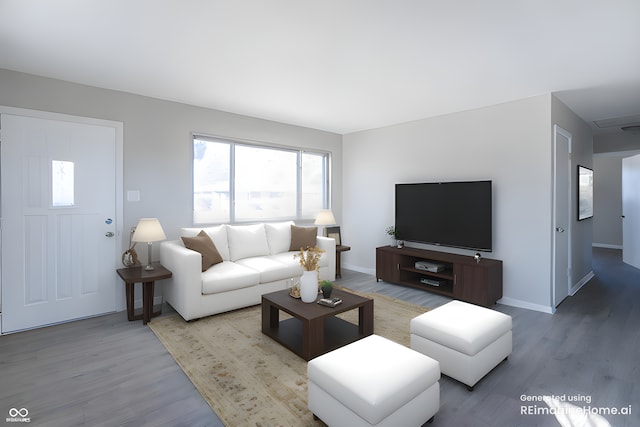 living room featuring light hardwood / wood-style flooring