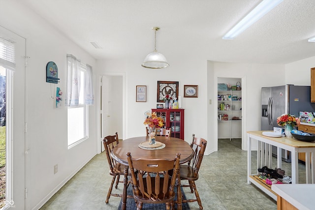 dining room featuring a textured ceiling