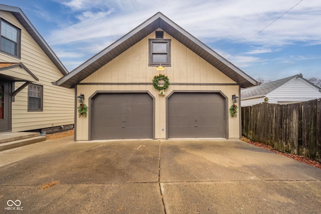 view of garage