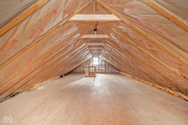 view of unfinished attic