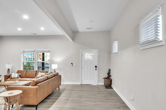 living room with light wood-type flooring