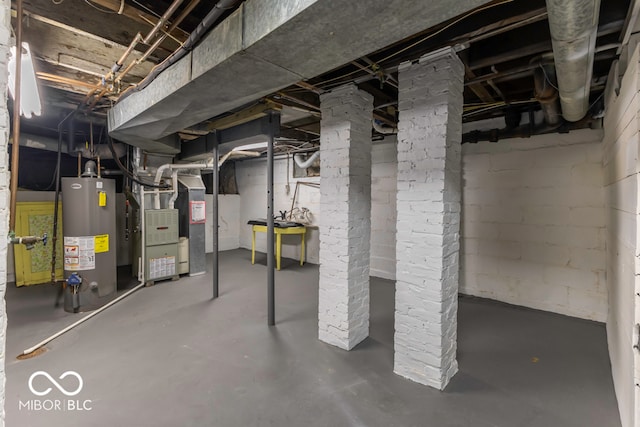 basement with gas water heater