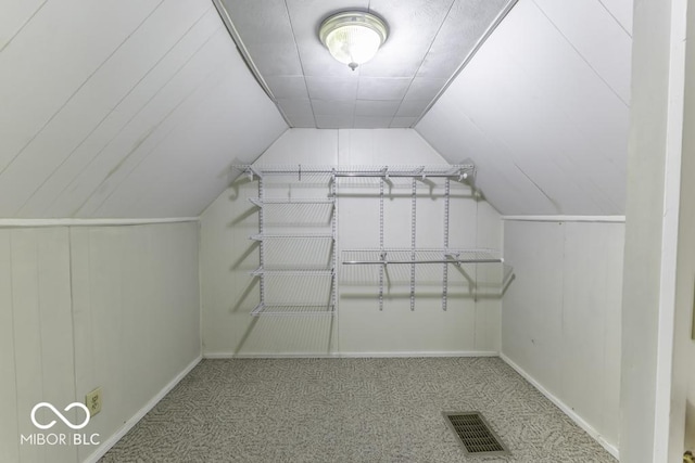 907 S E St, Indianapolis, IN 46225 - spacious closet with carpet flooring and vaulted ceiling