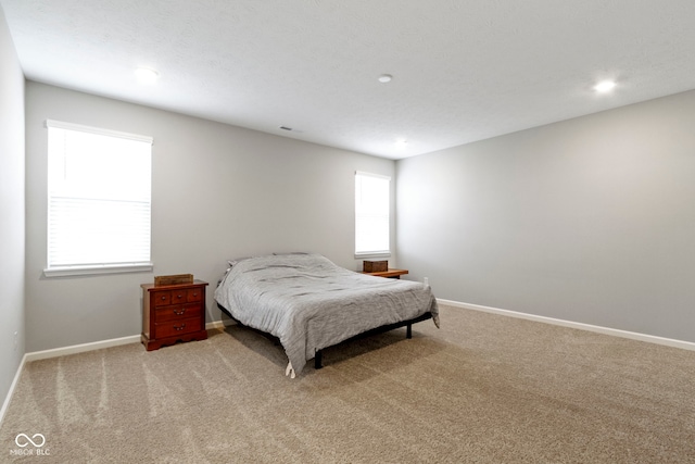 carpeted bedroom with multiple windows