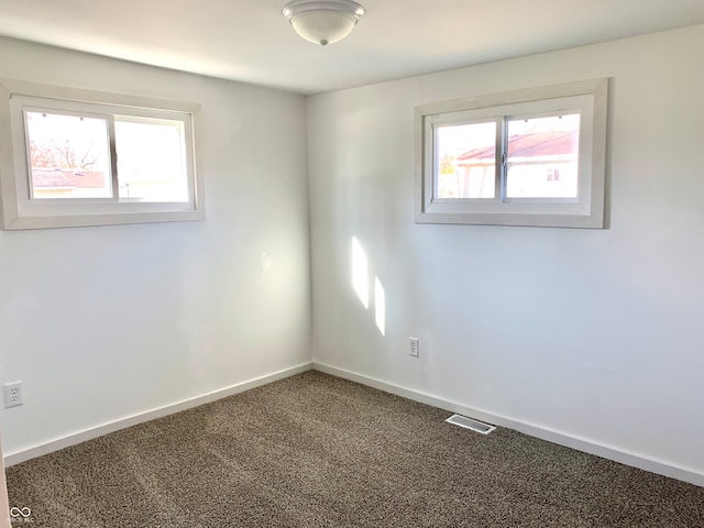 carpeted spare room featuring a wealth of natural light