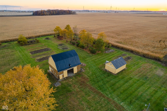 aerial view at dusk with a rural view