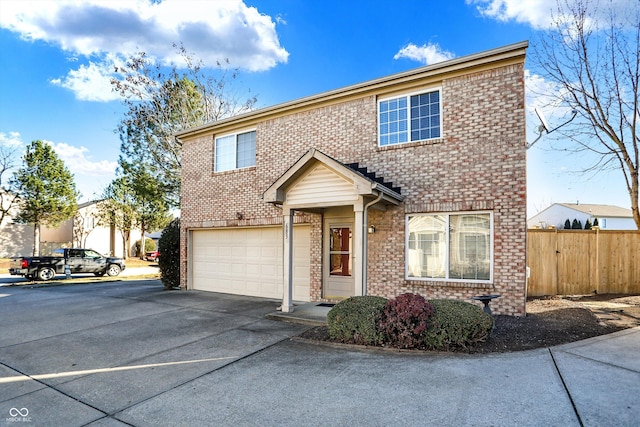 front facade with a garage