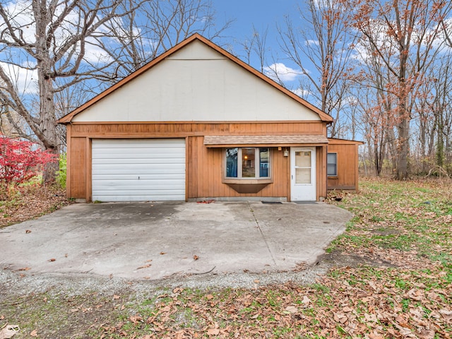 exterior space featuring a garage