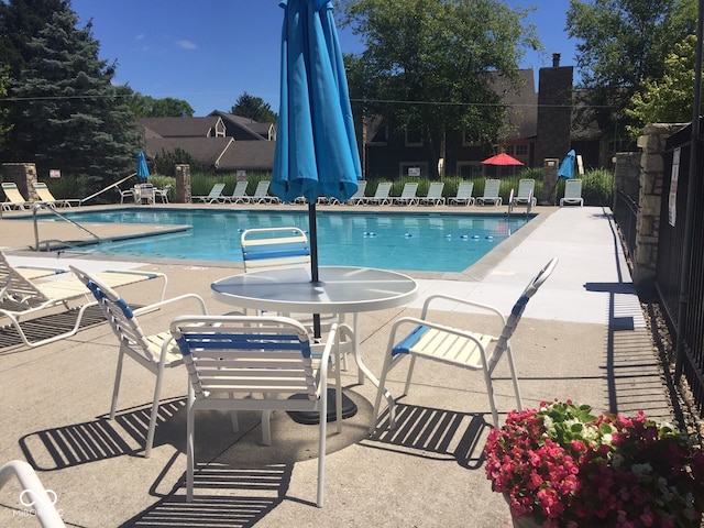 view of swimming pool featuring a patio