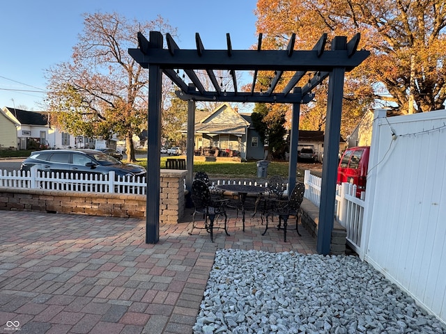 view of patio / terrace featuring a pergola