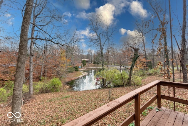 deck with a water view