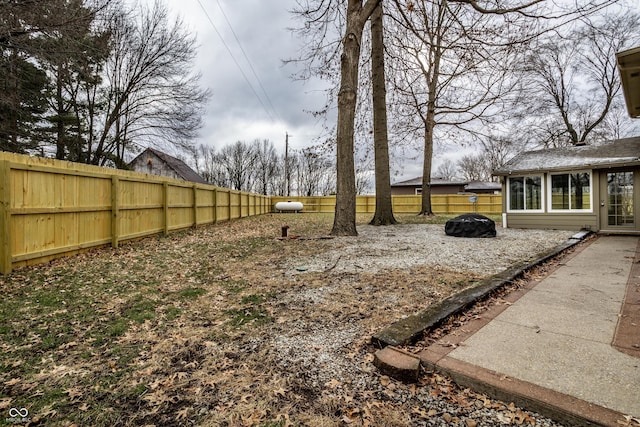 view of yard featuring a fenced backyard