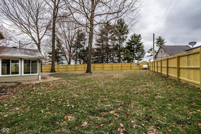 view of yard featuring a fenced backyard