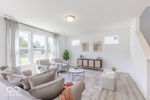 living room featuring light hardwood / wood-style floors