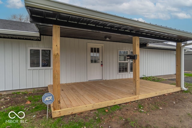 doorway to property with a deck