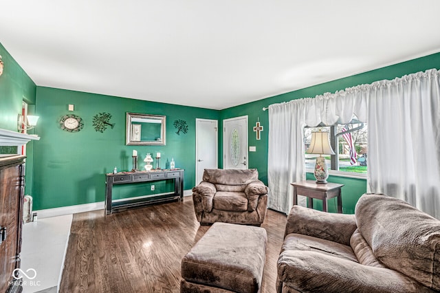 living room with hardwood / wood-style floors