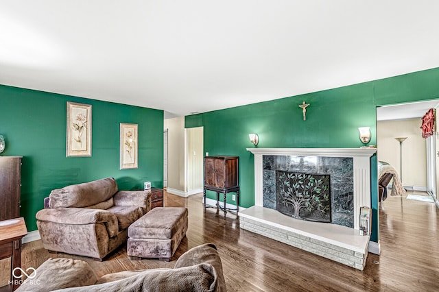 living room featuring wood-type flooring