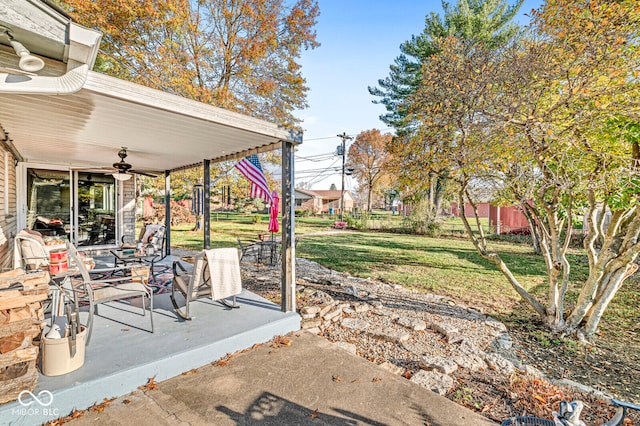 view of patio / terrace with ceiling fan