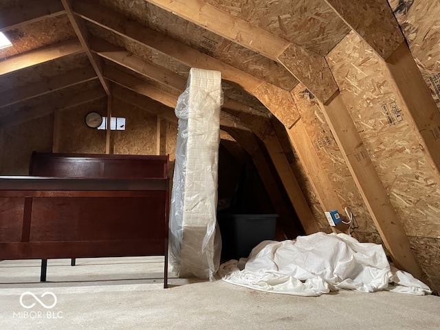 view of unfinished attic