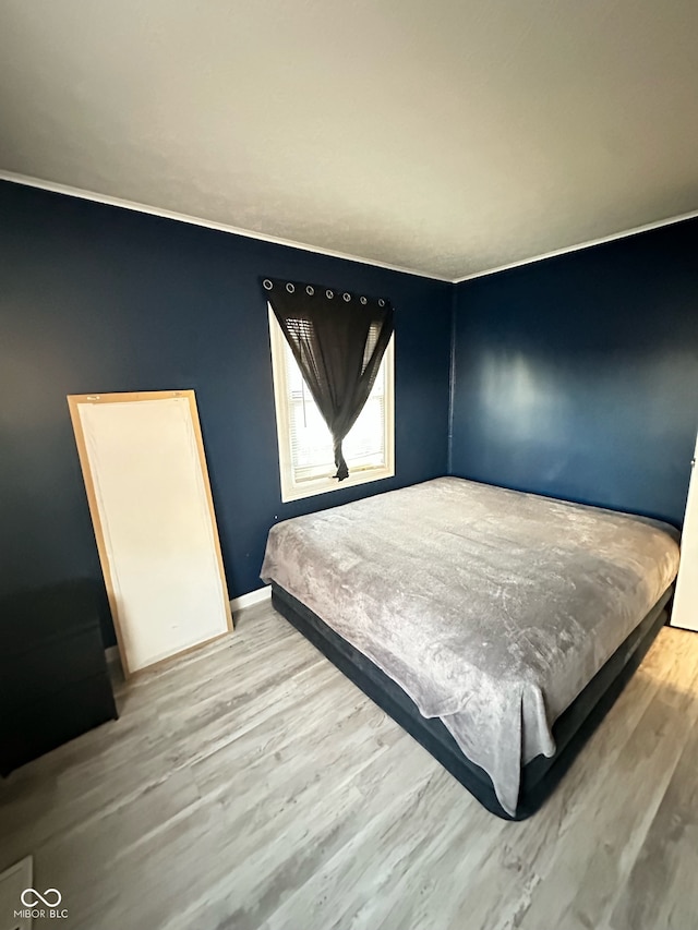 bedroom with wood-type flooring