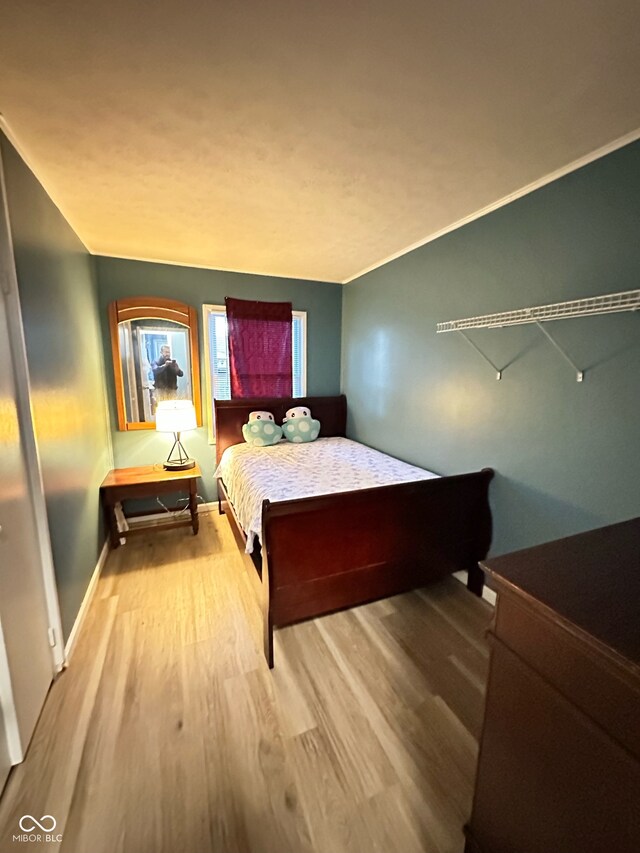 bedroom with wood-type flooring