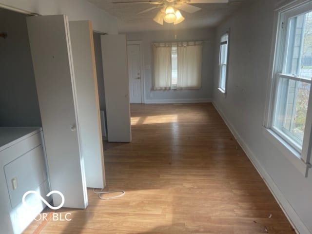 hall featuring light hardwood / wood-style floors and plenty of natural light