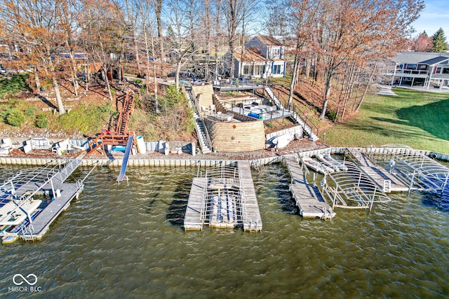 dock area with a water view