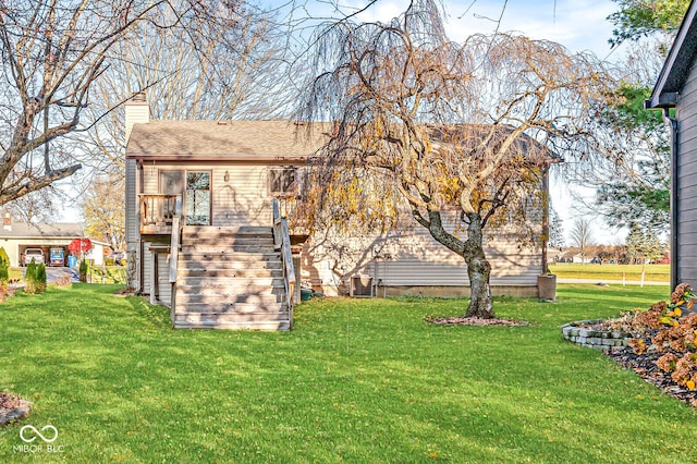 view of yard with a deck