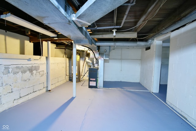 basement featuring water heater