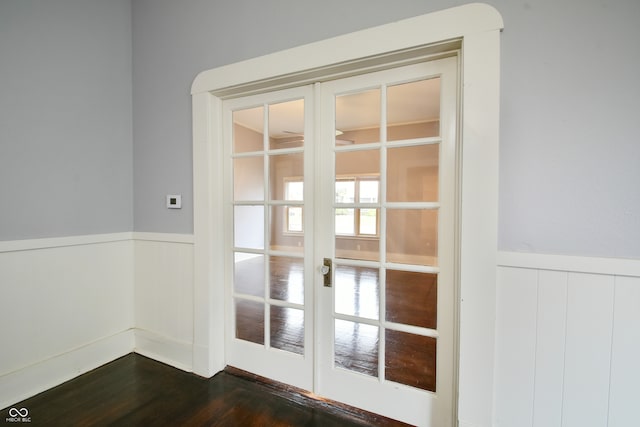 entryway featuring french doors and dark wood-type flooring