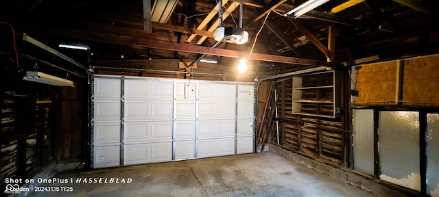 garage with a garage door opener