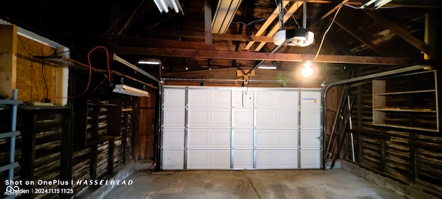 garage with a garage door opener