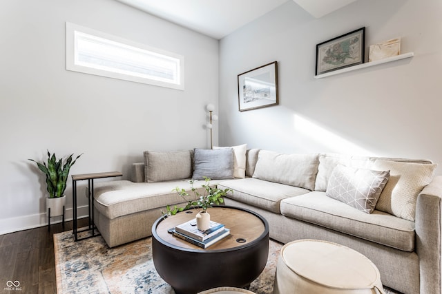 living room with hardwood / wood-style floors