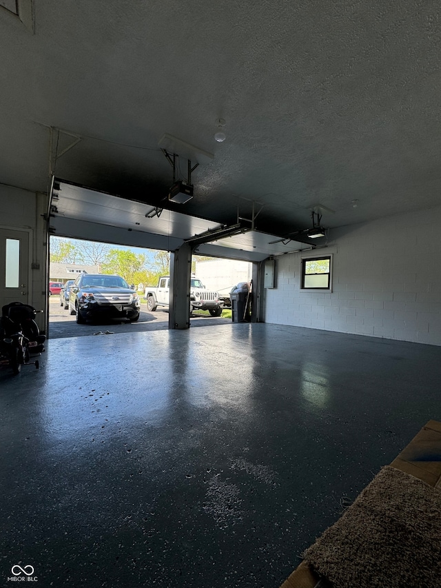 garage with a garage door opener