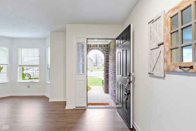 entrance foyer featuring dark hardwood / wood-style floors