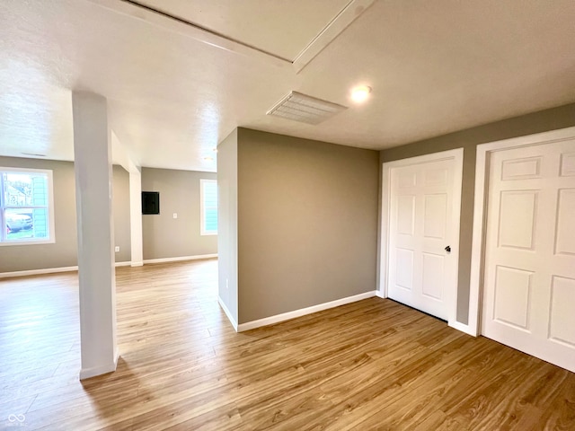 interior space with light hardwood / wood-style flooring