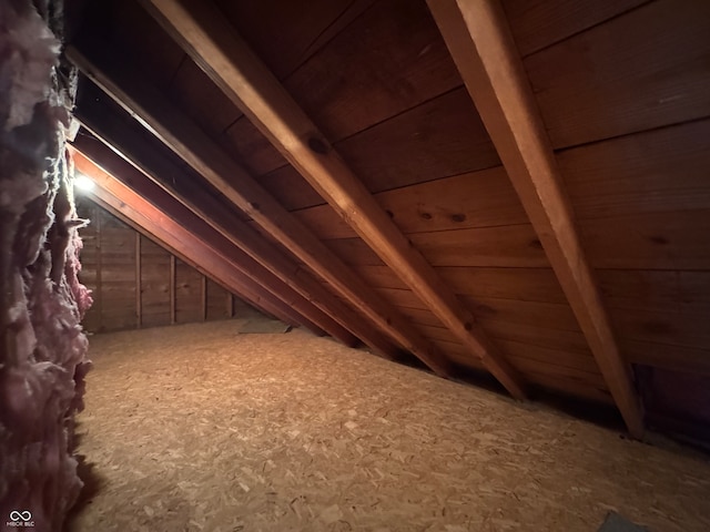 view of unfinished attic