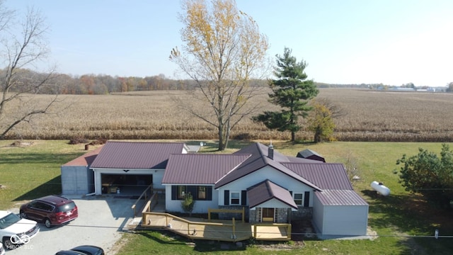 aerial view with a rural view